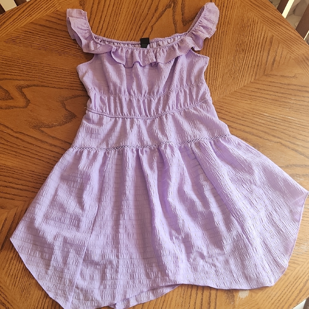 Wild Fable Purple Ruffled Off-Shoulder Midi Dress